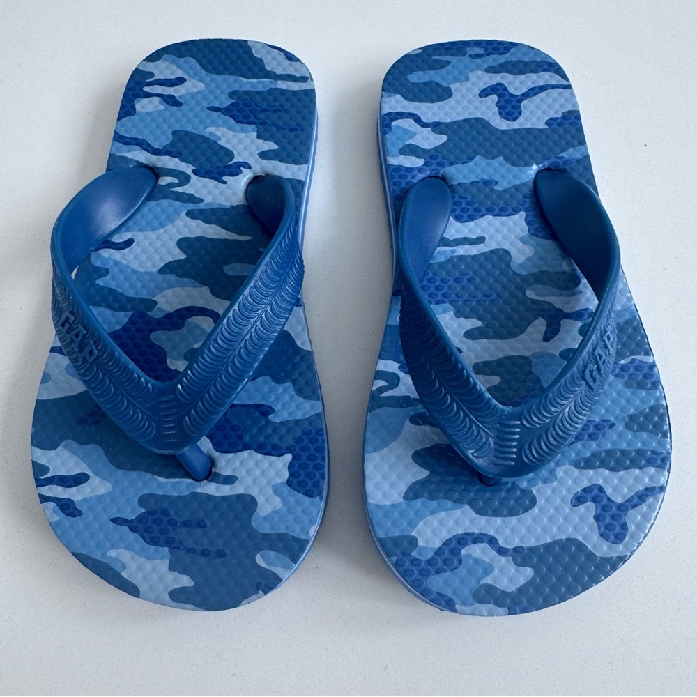 The Gap Boys Blue Camouflage Beach Flip Flops Thong Slides Size 10-11